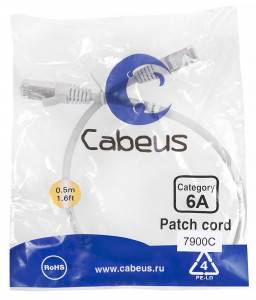 Патч-корд Cabeus PC-SSTP-RJ45-Cat.6a-0.5m-LSZH