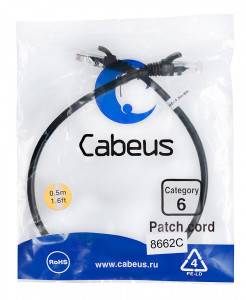Патч-корд Cabeus PC-UTP-RJ45-Cat.6-0.5m-BK