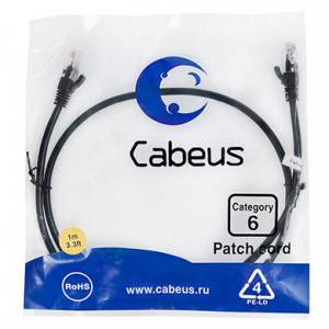 Патч-корд Cabeus PC-UTP-RJ45-Cat.6-1m-BK