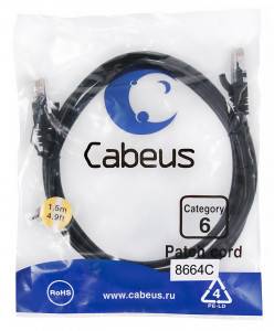 Патч-корд Cabeus PC-UTP-RJ45-Cat.6-1.5m-BK
