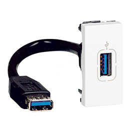 LEGRAND 078746 Модуль розетки для подключения устройств USB, 1М, оборудована шнуром, белая, Mosaic