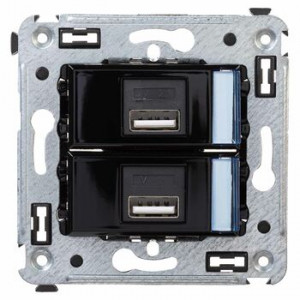 DKC / ДКС 4402543 USB зарядное устройство в стену, Avanti, Черный квадрат