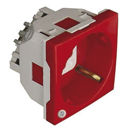 Efapel 45137 SVM Розетка 220В 2к+з с ключем и сигнальной лампой, 45х45, красная
