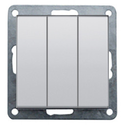 Ecoplast Выключатель 3-кл. (схема 1+1+1) 16 A, 250 B (серебристый металлик) LK60