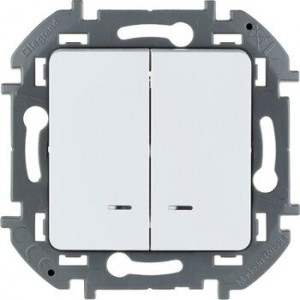 Механизм выключателя 2-кл. Inspiria 10А IP20 250В 10AX с подсветкой / индикацией бел. Leg 673630