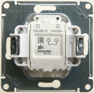 Механизм выключателя 1-кл. СП Glossa 10А IP20 (сх. 1а) 10AX с подсветкой перламутр. SchE GSL000613