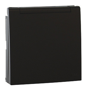 Efapel 90634 TPM Лицевая панель для розетки 2к+З с защитной крышкой, черный