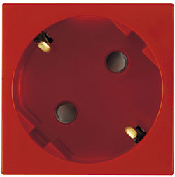 Efapel 45132 SVM Розетка 220В 2к+з с защитными шторками, 45х45, красная