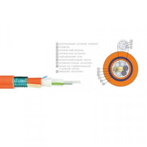 Кабель волоконно-оптический Eurolan L21 Loose tube,  48хОВ, OM3 50/125, LSZH (нг(A)-HFLTx), Ø 12,4мм, снаружи зданий в грунт, бронированный, цвет: оранжевый