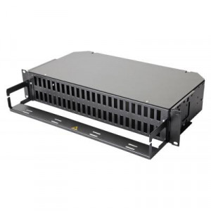 Коммутационная панель ВО Eurolan, 2HU, портов: 48 SC/UPC (Duplex) OM4, установлено адаптеров: 48 невыдвижная, прямая, орг-йзер: предустановлен, цвет: чёрный