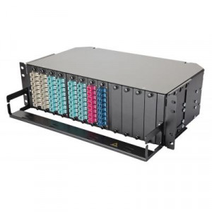 Коммутационная панель ВО Eurolan, 2HU, портов: 48 SC/UPC (Duplex) OM3  невыдвижная, прямая, орг-йзер: предустановлен, цвет: чёрный