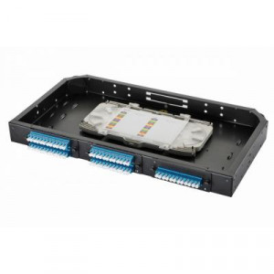 Планка Eurolan Q-SLOT, OS2, 12 х LC/UPC, Duplex, для слотовых панелей, цвет адаптеров: синий, монтажные шнуры, КДЗС, цвет: чёрный