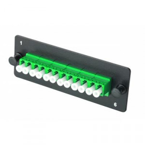 Планка Eurolan Q-SLOT, OS2, 6 х LC, Duplex, для слотовых панелей, цвет адаптеров: зеленый, APC, цвет: чёрный