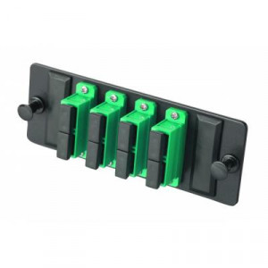 Планка Eurolan Q-SLOT, OS2, 4 х SC, Duplex, предустановлено 4, для слотовых панелей, цвет адаптеров: зеленый, монтажные шнуры, КДЗС, APC, цвет: чёрный
