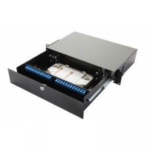 Коммутационная панель ВО Eurolan 47F-48, 2HU, портов: 48 SC/UPC (Simplex)OS2, установлено адаптеров: 24 выдвижная, цвет: чёрный, цвет адаптеров: синий, монтажные шнуры, КДЗС