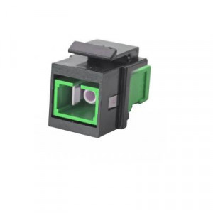 Модуль соединительный Eurolan, keystone, 1хSC (simplex), цвет: зелёный, полировка: apc, оптическое волокно: os2, keystone черный, (36D-SA-SC-03GR-BL)