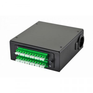 Планка Eurolan Q-SLOT, OS2, 12 х LC/APC, Duplex, для слотовых панелей, цвет адаптеров: зеленый, монтажные шнуры, КДЗС, цвет: чёрный