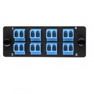 Планка Eurolan, OS2 9/125, 8 х LC, Duplex, предустановлено 8, для слотовых панелей, адаптер: Синий RAL 5015, цвет: чёрный
