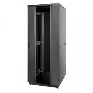 Дверь (к шкафу) Eurolan S3000, 33U, 800 мм Ш, стекло, цвет: чёрный