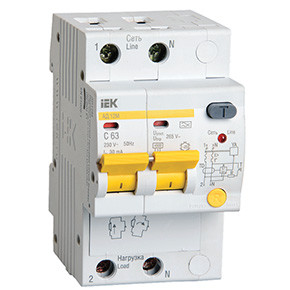 IEK MAD12-2-063-C-030 Выключатель авт. диф. тока 2п 4мод. C 63А 30мА тип A 4.5кА АД-12М