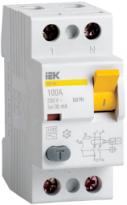IEK MDV12-2-025-100 Выключатель дифференциального тока (УЗО) 2п 25А 100мА тип ACS ВД1-63S