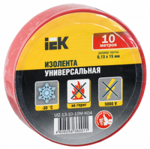 IEK UIZ-13-10-10M-K04 Изолента ПВХ 0.13х15мм (рул.10м) красн.