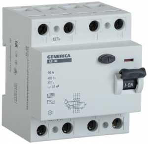 IEK MDV15-4-016-030 Выключатель дифференциального тока (УЗО) 4п 16А 30мА тип AC ВД1-63 GENERICA