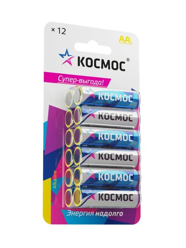 Батарейка LR6 (AA) 1.5V Alkaline 12BL, КОСМОС KOCLR6BL12